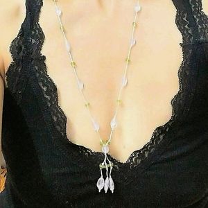 AUTHENTIC PERIDOT WITH CLEAR CRYSTAL LONG NECKLACE